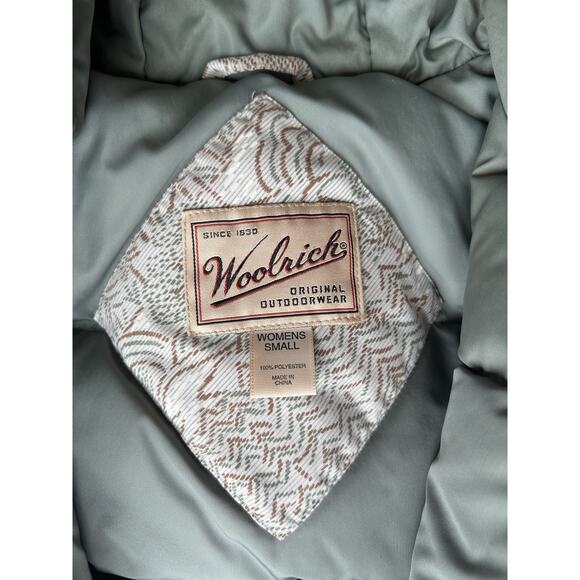 Vintage Woolrich Women’s Goose Down Winter Coat Jacket Green Brown Outdoors S - Picture 7 of 10